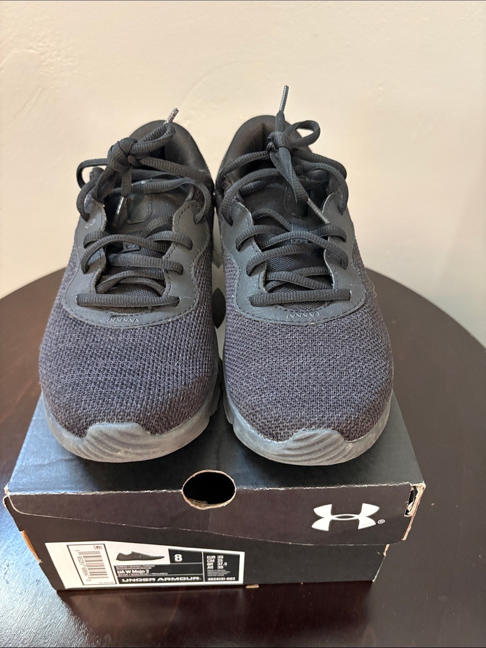Under Armour Women’s Black Knit Lace-Up Sneakers - Size 8